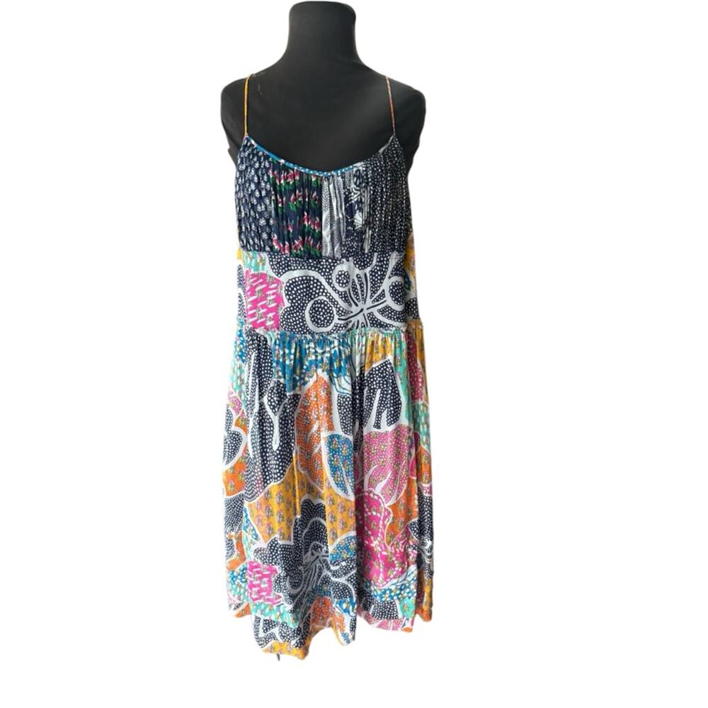 Diane von Furstenberg Franny Silk Dress Flower Power Dream Multi Patchwork Sz L - Picture 2 of 7
